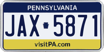 PA license plate JAX5871