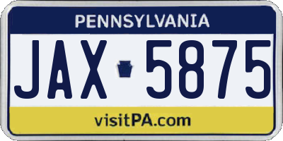 PA license plate JAX5875