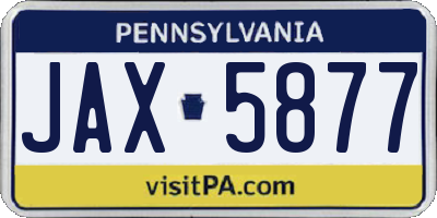 PA license plate JAX5877