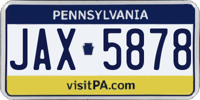 PA license plate JAX5878