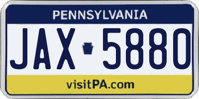 PA license plate JAX5880