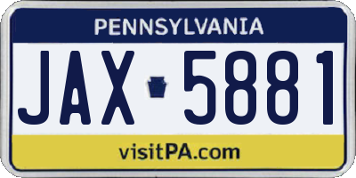 PA license plate JAX5881