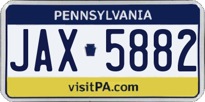 PA license plate JAX5882