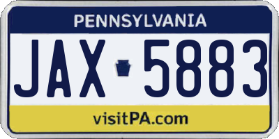 PA license plate JAX5883