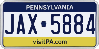 PA license plate JAX5884