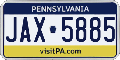 PA license plate JAX5885