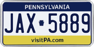 PA license plate JAX5889