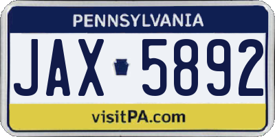 PA license plate JAX5892