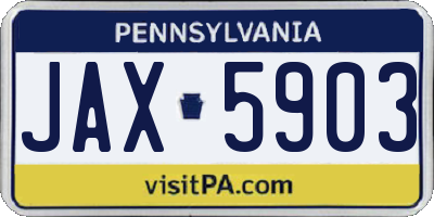 PA license plate JAX5903