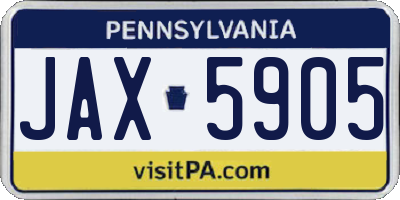 PA license plate JAX5905