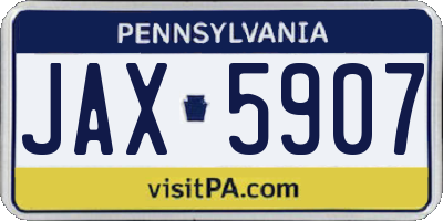 PA license plate JAX5907