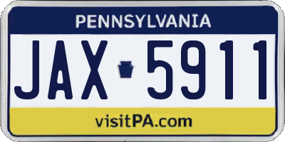 PA license plate JAX5911