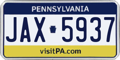 PA license plate JAX5937