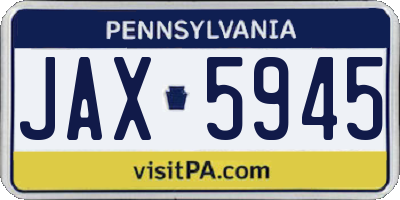 PA license plate JAX5945