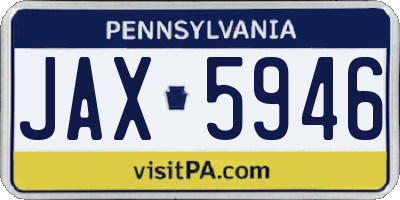 PA license plate JAX5946