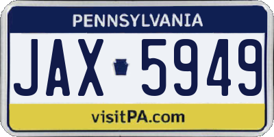 PA license plate JAX5949