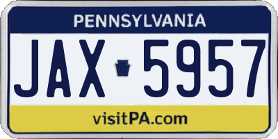 PA license plate JAX5957