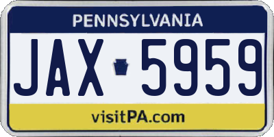 PA license plate JAX5959