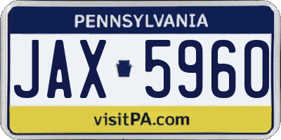 PA license plate JAX5960