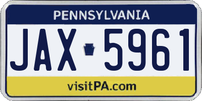 PA license plate JAX5961