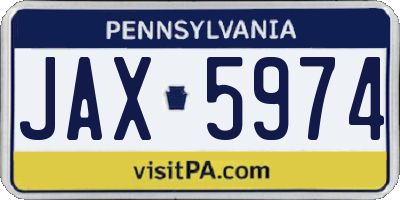 PA license plate JAX5974