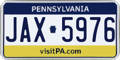 PA license plate JAX5976