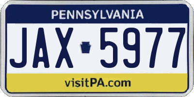 PA license plate JAX5977