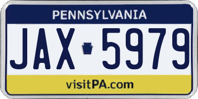 PA license plate JAX5979
