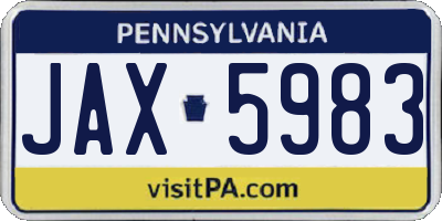 PA license plate JAX5983