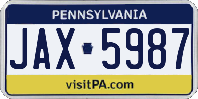 PA license plate JAX5987
