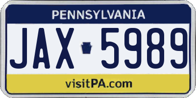 PA license plate JAX5989