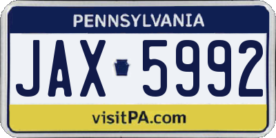PA license plate JAX5992