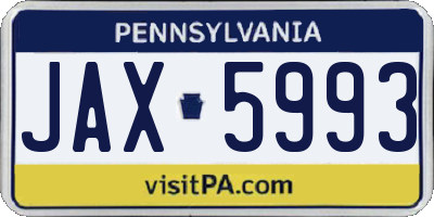 PA license plate JAX5993