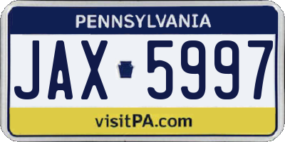 PA license plate JAX5997