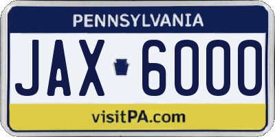 PA license plate JAX6000