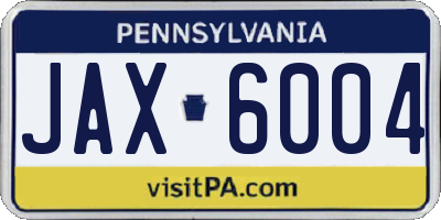 PA license plate JAX6004