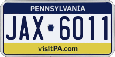 PA license plate JAX6011