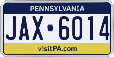 PA license plate JAX6014