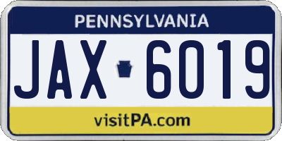 PA license plate JAX6019