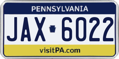 PA license plate JAX6022