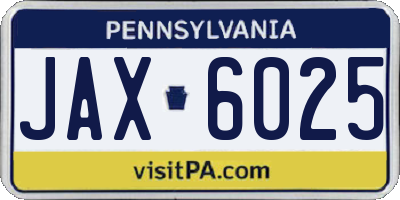 PA license plate JAX6025