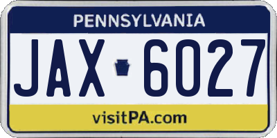 PA license plate JAX6027