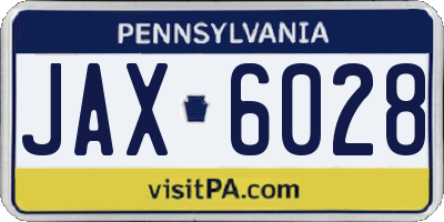 PA license plate JAX6028