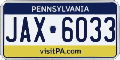 PA license plate JAX6033