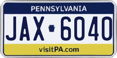 PA license plate JAX6040