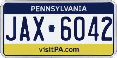 PA license plate JAX6042