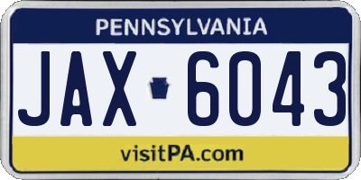 PA license plate JAX6043