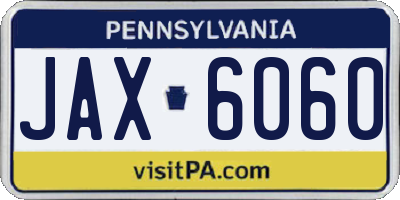 PA license plate JAX6060