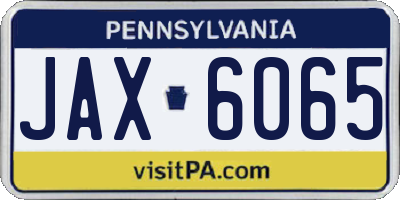 PA license plate JAX6065