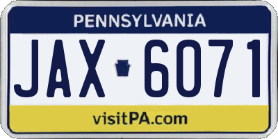 PA license plate JAX6071